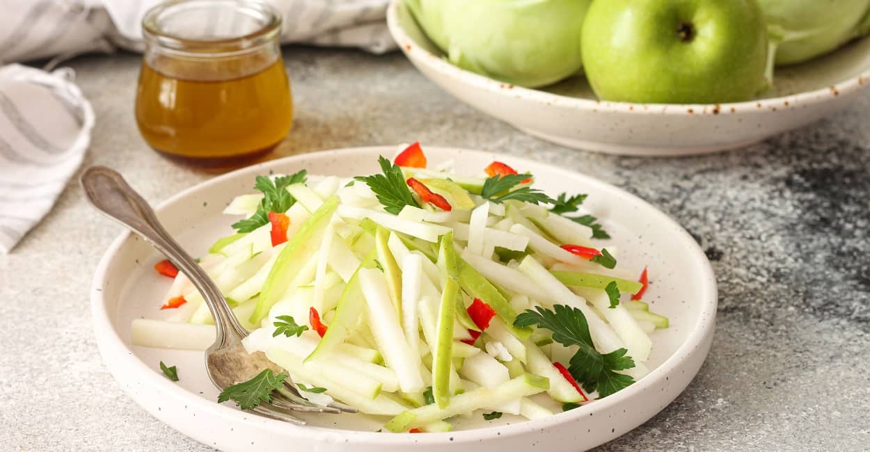 Rezept für Kohlrabi Apfel Salat